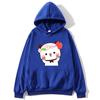 Cute Pretty BuBu Panda in Flowery Head Piece Hoodie DuDu Bear Dancing and Playing with A Guitar Sweatshirt Women Tops