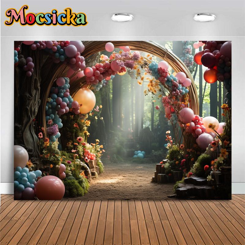 Baby Birthday Background Photography Nature Forest Easter Decoration Balloon Spring Wedding Backdrop Shooting Props Photo Studio