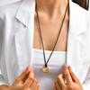 Hålformad hänge i rostfritt stål, Halsband med svart vaxad snodd, Mångsidig enkel design Höstkläder Accessoarer Nc-2403