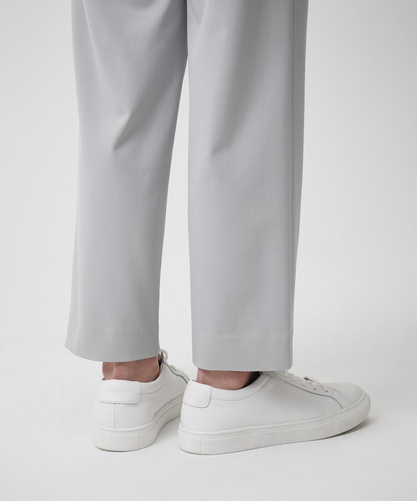 MUSINSA STANDARD Wide Easy Elastic Waist Crop Slacks [Light Gray]