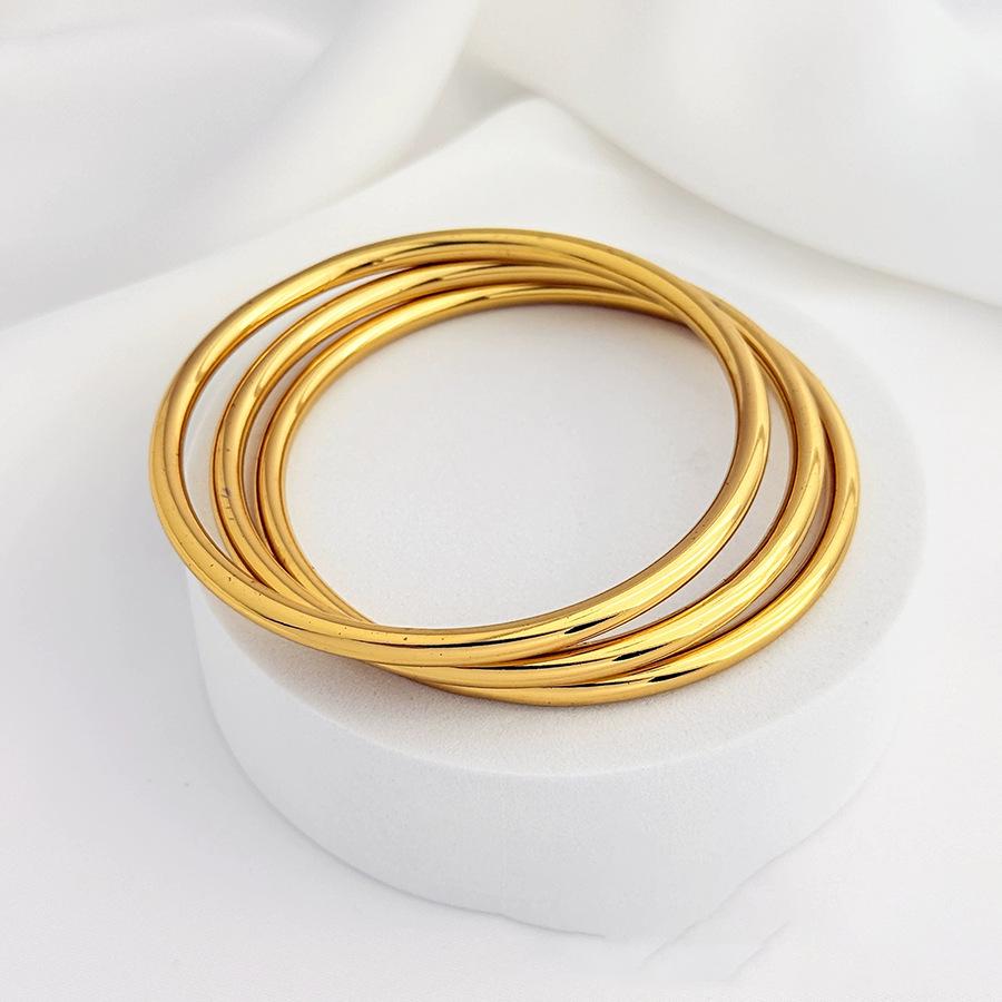 18k Gold Plated Multi-Layer Stackable Stainless Steel Square Twisted Bracelet Set - Elegant, Non-Fading, Fashionable Charms.