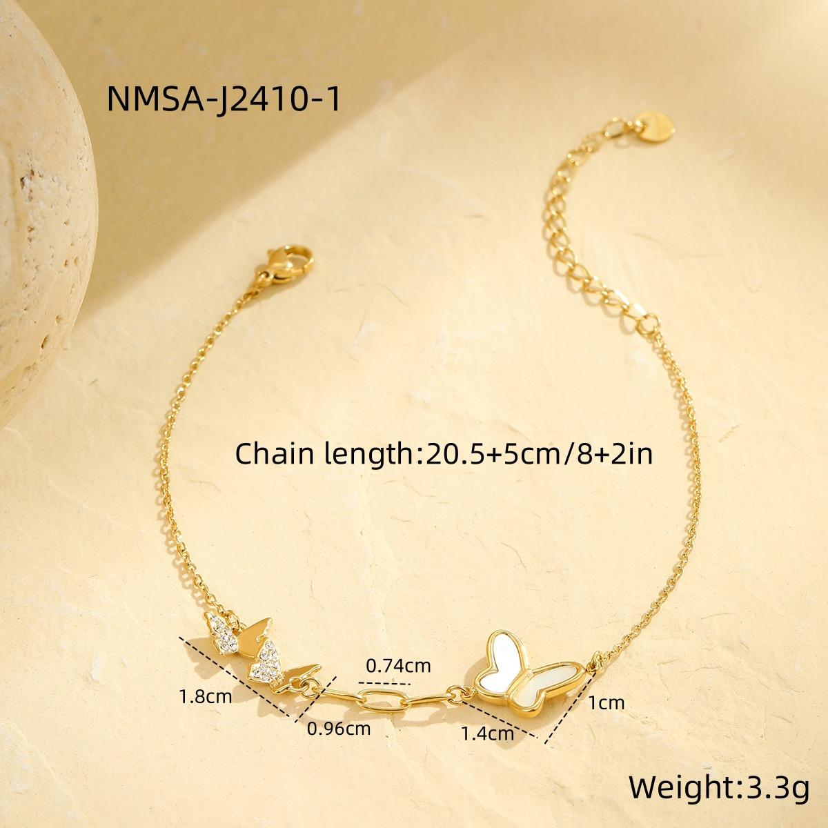 GEMCHIC Women s Summer Trendy INS Style White Shell Butterfly Double-Layer Rhinestone Anklet Stainless Steel Foot Chain