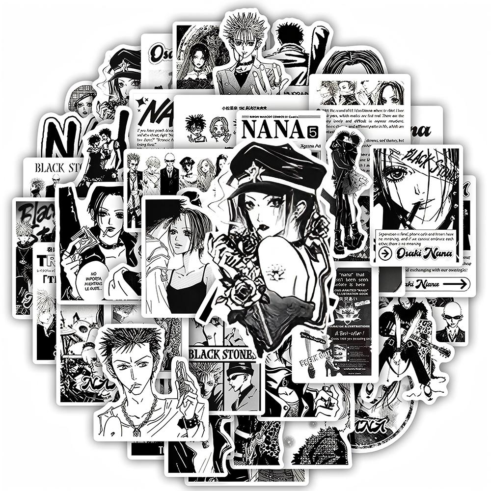 10/30/52pcs Anime Black White NANA Stickers Decals Toys DIY Laptop Motorcycle Suitcase Phone Case Car Cool Waterproof Sticker