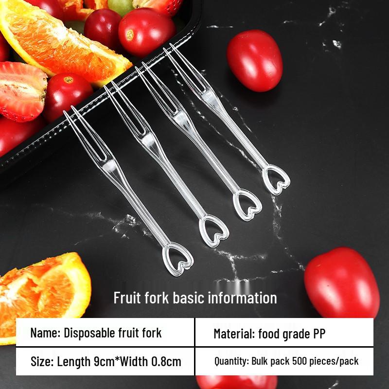 Transparent Colored Disposable Fruit Forks, Cake & Dessert Picks - Pack of 500 Pieces