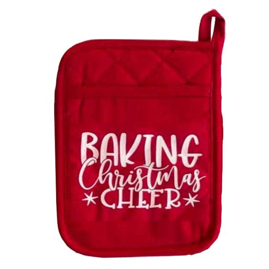 1 Pair Oven Mittens Christmas Style Thickened Ant-scalding Heat Insulated Hanging Hole Soft Oven Mitts Kitchen Cooking Baking Gift Oven Gloves