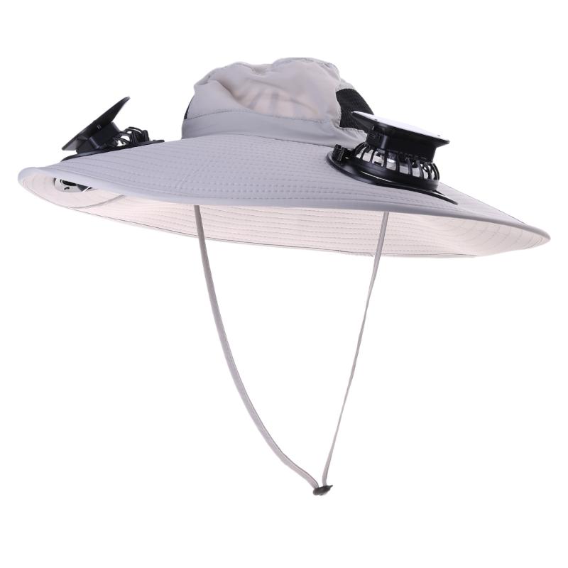 Fishing Hat for Adult with USB Cooling Fan Solar Powered Fan Hat Waterproof Sun Protective Hat for Outdoor Activity