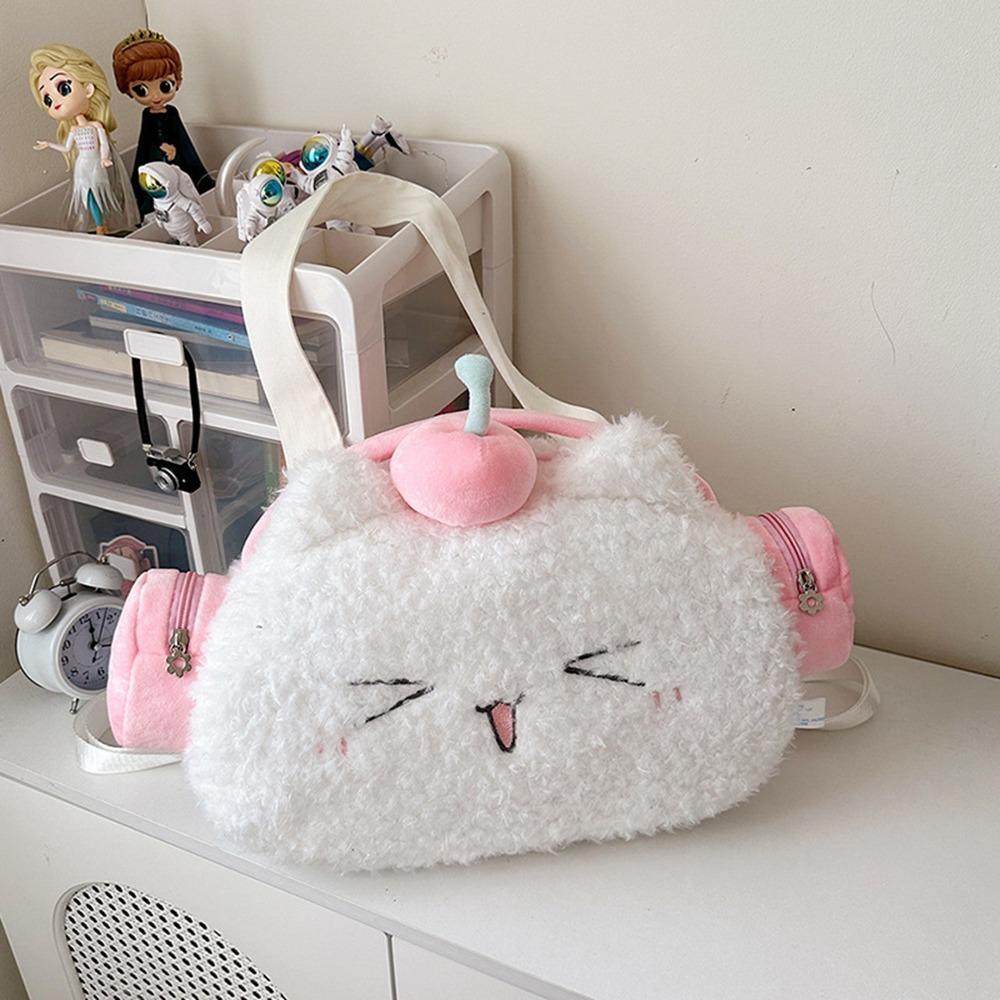 

Cartoon Plush Earphone Cat Backpack Stuffed Animals Plush Doll Crossbody Bag Christmas Gifts розовый