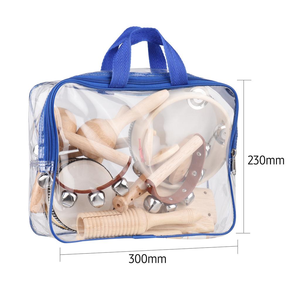 13PCS Children Percussion Musical Toy Educational Early Learning Wooden Percussion Instruments Kit