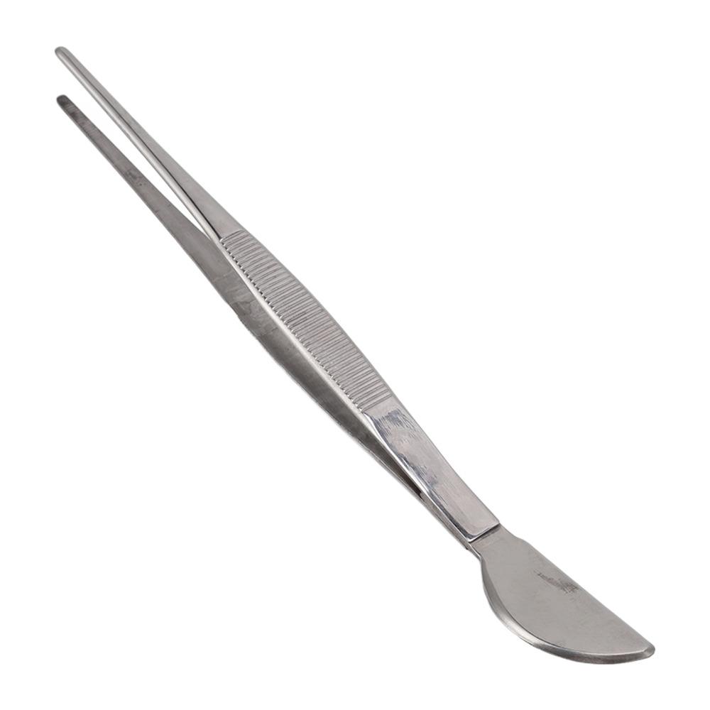 Rust Proof Stainless Steel Tweezers Crescent Moon Head Long Plant Tweezers Rake Spatula Tools