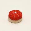 Pumpkin Pincushion Handmade Wooden Base Pin Cushion Pearl Accent Lace Textile Holder for