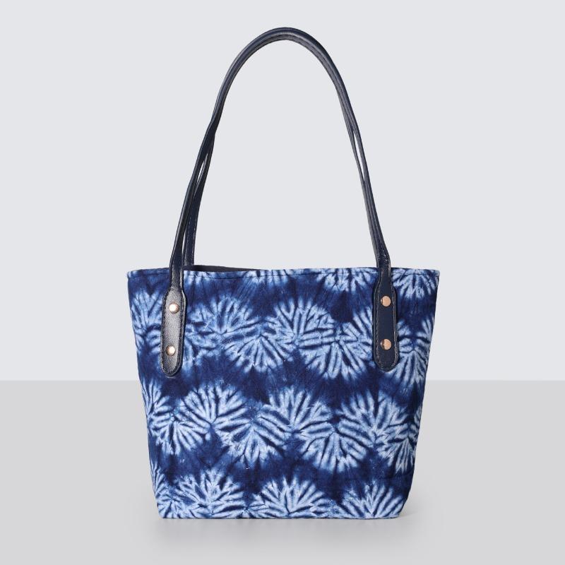 Borsa Tote Tinta a Mano Stile Etnico, Borsa a Mano/Spalla di Grande Capacità per Donna