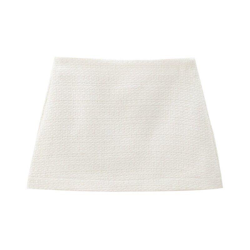 

Модный стиль 2024 Осень Новая женская одежда Лацкан Симметричный карман Короткий твидовый верхняя одежда Юбка 77024070 Skirt L