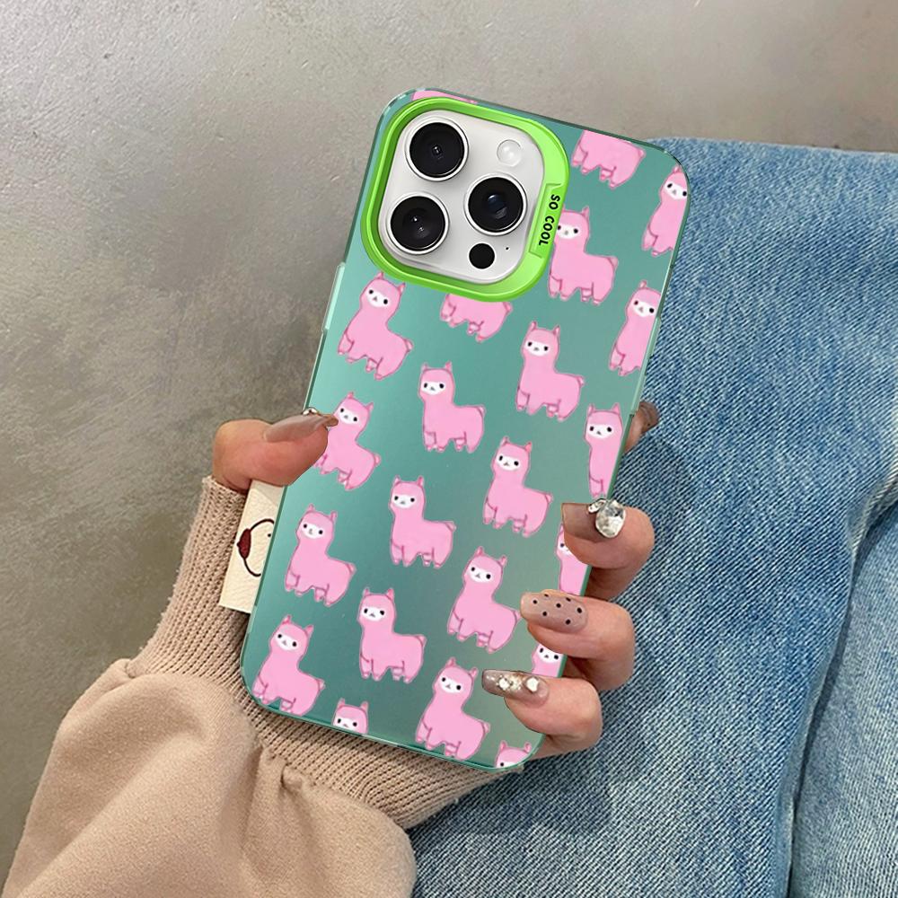 Llama Alpaca Animals Cartoon Colorful Phone Case For IPhone 16 15 14 13 12 11 Pro Max X XR XSMAX Matte Shockproof Back Cover