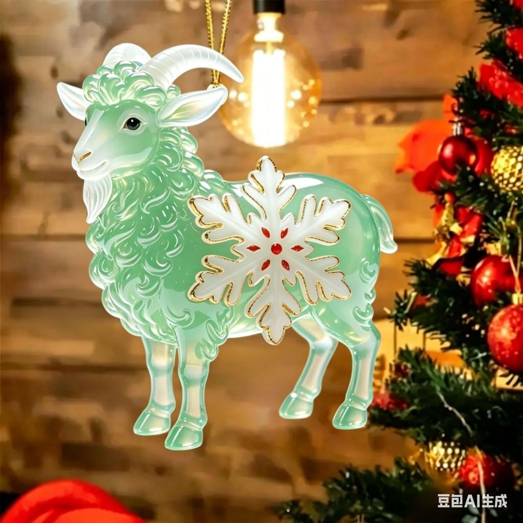 1 Stück Acryl Chinesisches Tierkreiszeichen Ziege Hängender Schmuck Glücksbringend Rot Gold Für Frühlingsfest Heimdekoration