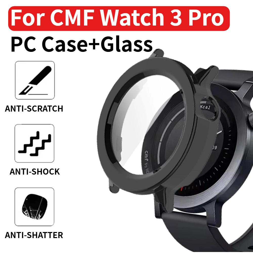 Tempered Glass+Cover For Nothing CMF Watch 3 Pro Smartwatch Protective Frame Bumper Shell Case For CMF Watch 3 Pro Accessories