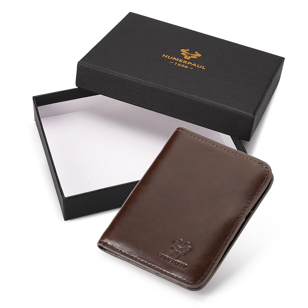 Humerpaul Thin Cow Genuine Leather Wallet Men Coin Purse Small Mini Card Holder Simple PORTFOLIO Portomonee Slim Male Wallet