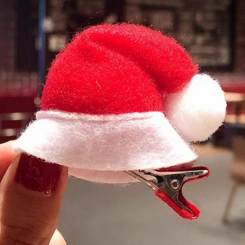 

Cute Sweet Christmas Hat Hairpin Santa Claus Cap Hairclip Mini Bright Hat Metal Barrettes Festival Beautify Appearance Hair Clip 1pcs