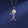 Stickman Glossy Cut Akimbo Middle Finger Pendant Necklace European and American