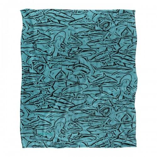 Royce McClure Silky Great White Shark Woodcut Supersoft Blanket