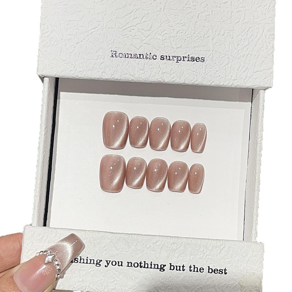Daily Commuting Versatile Simple Side Light Cat Eyes Peach Blossom Stuffed Nails