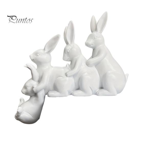 

Пасхальный кролик, украшение из смолы, скульптура из четырех кроликов, настольная статуэтка кролика, домашний декор для детской комнаты, садового крыльца белый