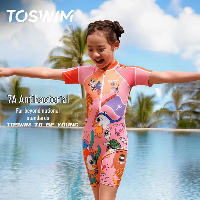 TOSWIM Kids  Cartoon One-Piece Sun Protection Swimsuit 140