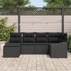VidaXL Ensemble de salle à manger de jardin de 6 pièces avec coussins Noir Poly Rattan 3355462