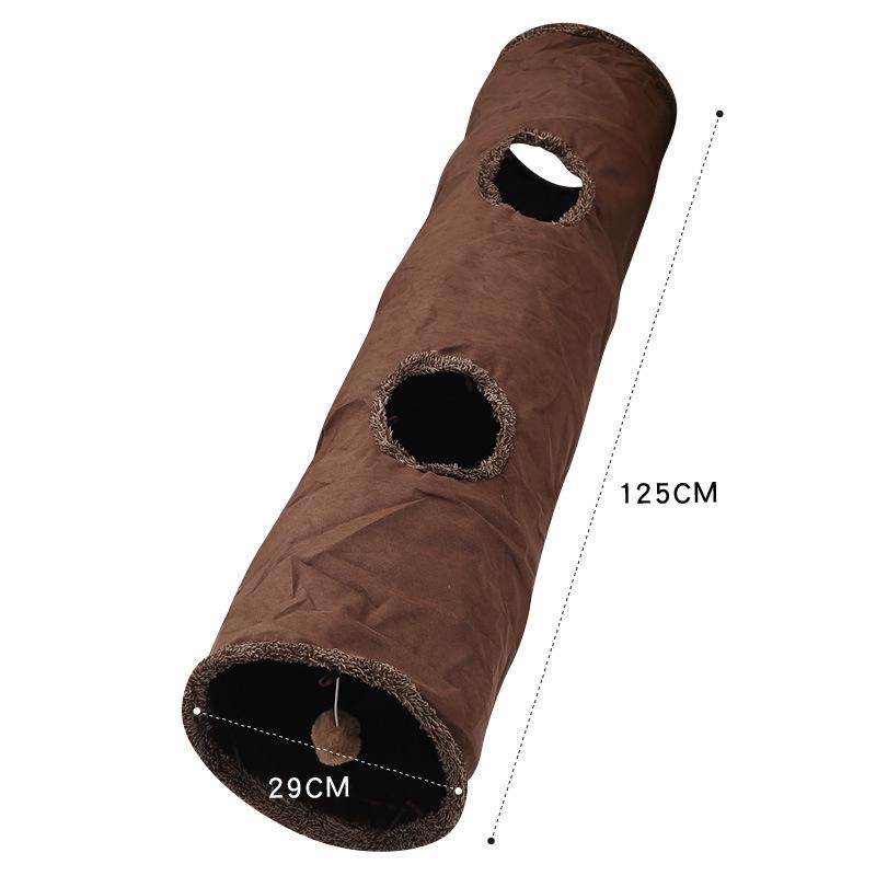 Foldable Suede Cat Tunnel Toy for Self-Play
