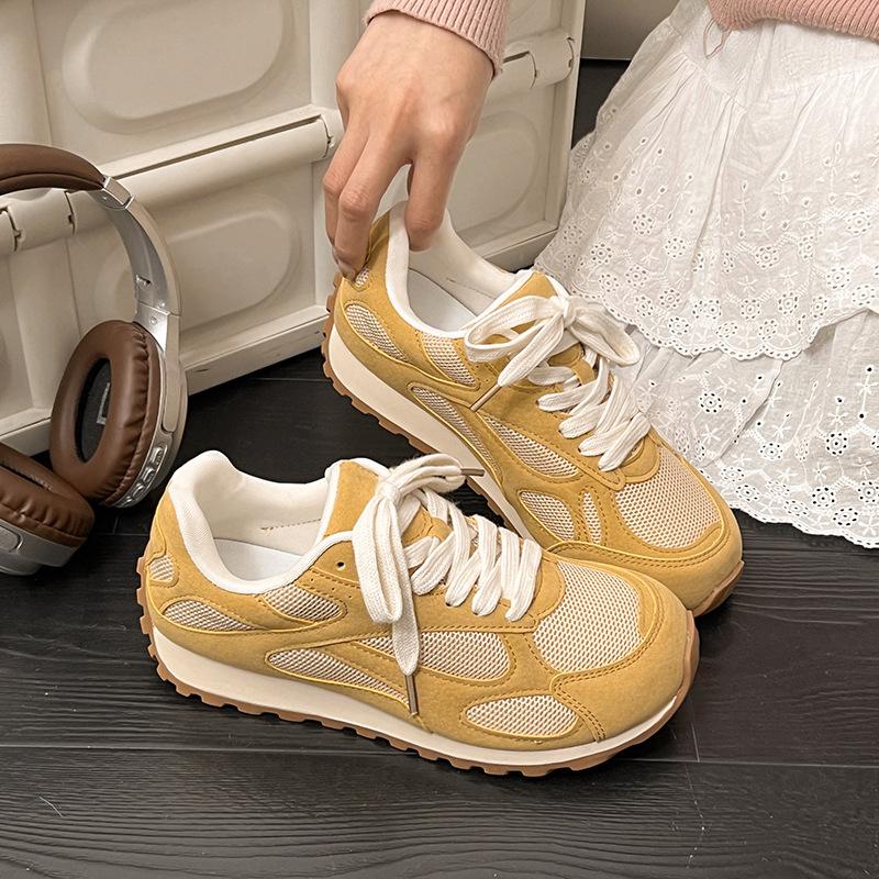 2025 Spring New Forrest Gump Women's Shoes Versatile Comfortable Flat-bottomed Lace-up German Training Shoes Fashion Trend Casual Sports Shoes