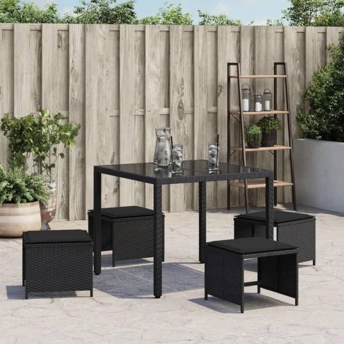 VidaXL Lot de 4 Tabourets de Jardin avec Coussins, Chaises de Patio, Sièges de Terrasse, Meubles d'Extérieur Arrière-cour, 365042
