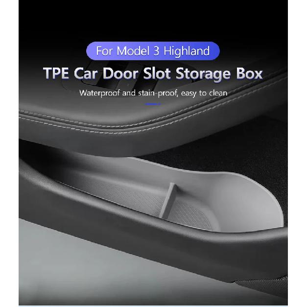 NovaAcc 4PCS Door Side Storage Box For Tesla Model 3 Highland 2024 Door Organizer Tray Door Handle Armrest Door Pocket Inserts