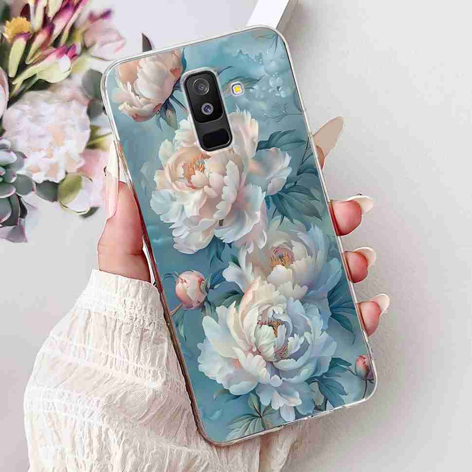 For Samsung Galaxy A6+ 2018 6.0" Case SM-A605FN Cartoon Cat Soft Silicone Cover For Samsung A6+ A6 Plus 2018 New Flower Bumper
