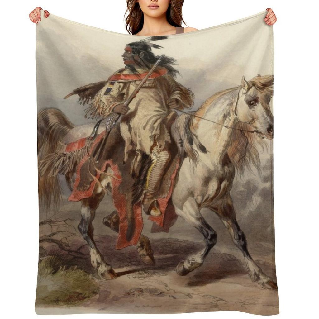 Blackfoot Indian Warrior Throw Blanket Summer Beddings Picnic Custom Soft Blankets