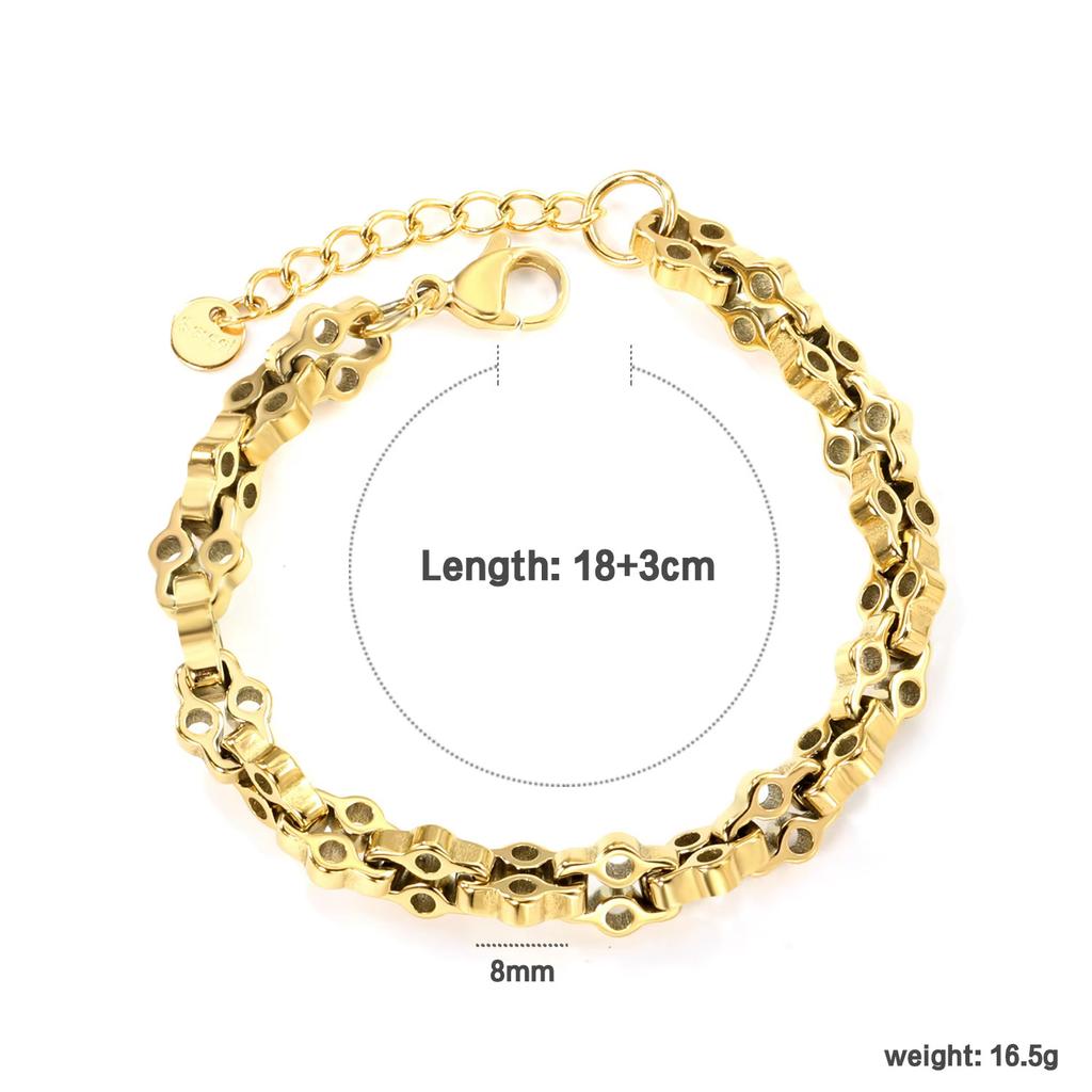 Stainless Steel Bracelet Metal Thick Chain 18K Gold Plated Bracelet Jewelry