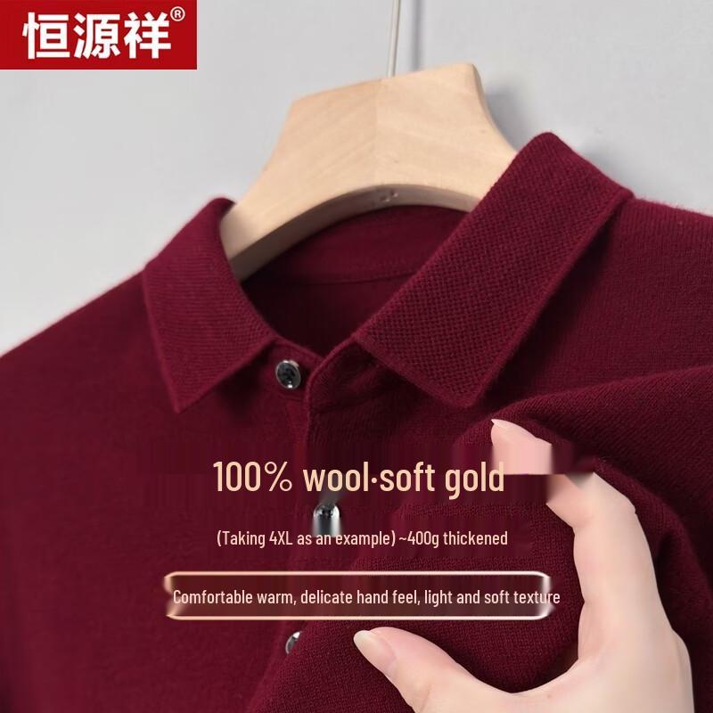 Hengyuanxiang Men's Wool Polo Sweater