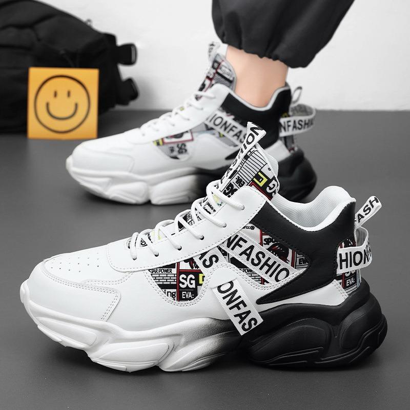 Men's Shoes Spring New Breathable High-top Shoes Men's Trend Versatile Inner Height Increase Sports and Leisure Shoes Trendy Shoes