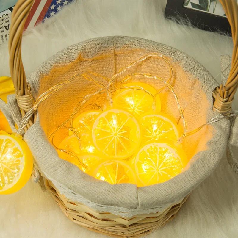 LED Lemon Garland Orange Slices String Light Yard Wedding Party Home Bedroom Shop Decoration Battery Lamps Holiday Lighting
