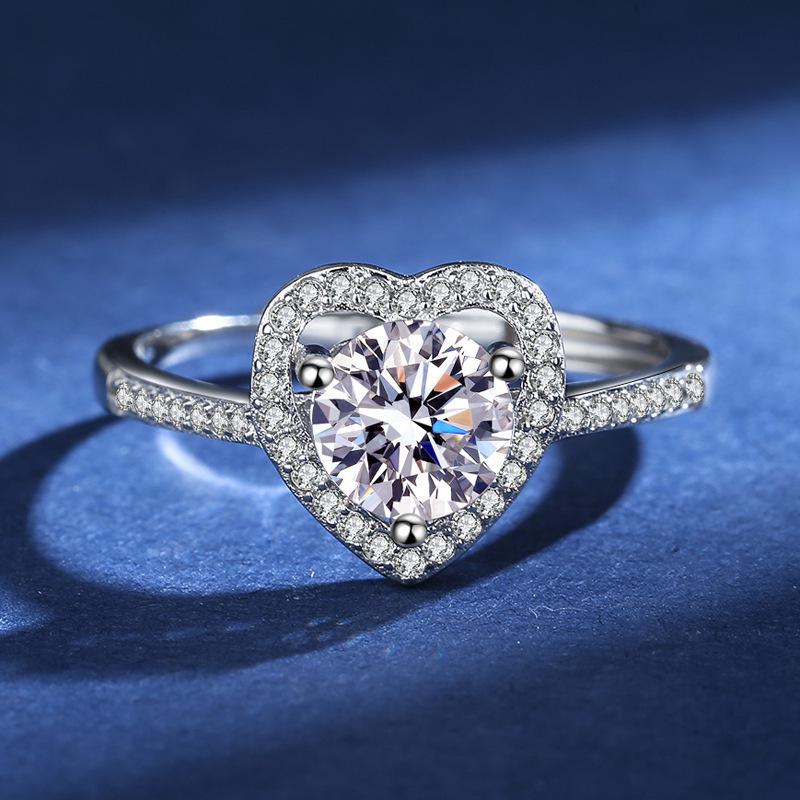 2025 Classic 1-Carat Moissanite Heart Ring for Women - Proposal, Wedding, Birthday Gift