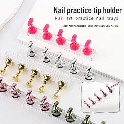 מעמד לתצוגת קצוות ציפורניים עם בסיס קריסטל ומנוחת אצבע