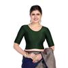 Blusa da Saree Pronta Finestfit, Scollo Rotondo, Manica a 3/4 Elastica, in Tessuto Dobby di Cotone, per Donna