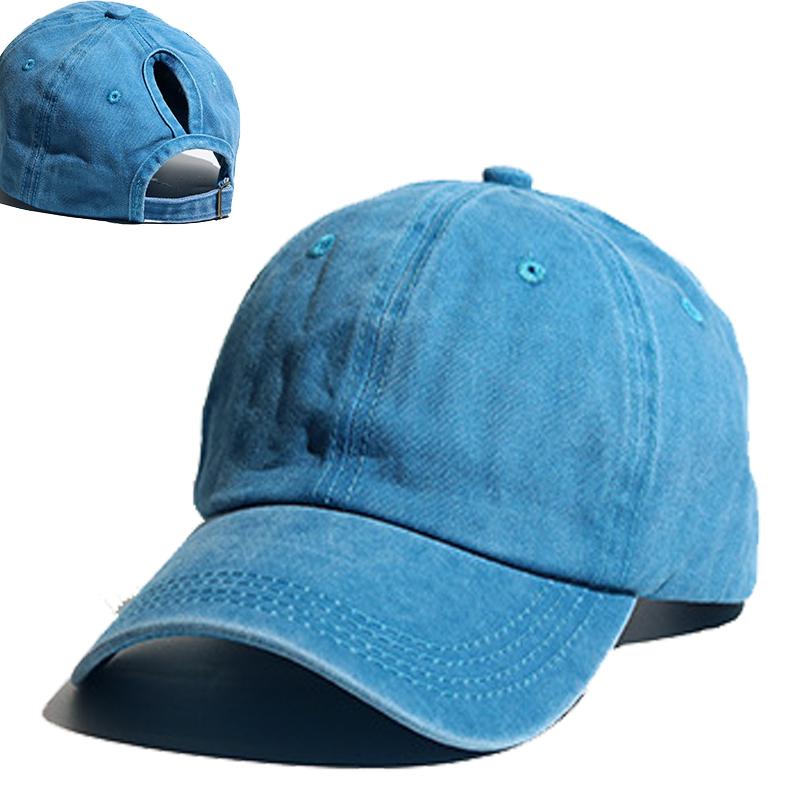Vintage Ponytail Baseball Cap Women izable Fit Snapback Hat Mesh Distressed Summer Cap Woman Sunhat