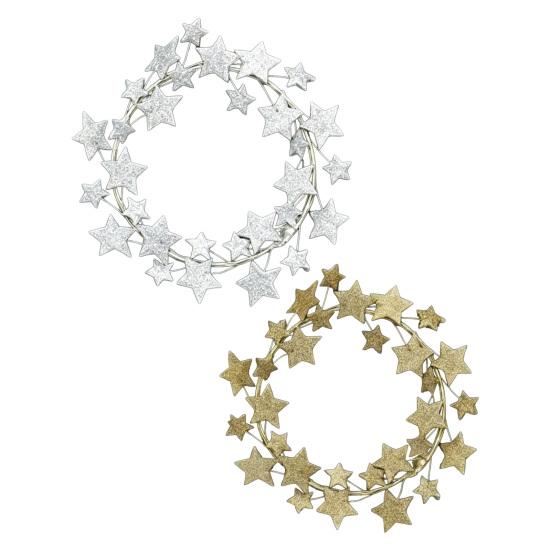 Metal Star Wreath for Front Door 11" Glitter Shiny Star Sparkling Wreath for Wall Mantle Holiday Party Indoor Outdoor Decoration