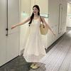 Elegant Summer Polyester Lace Midi Dress For Women With Waistcinching Design
