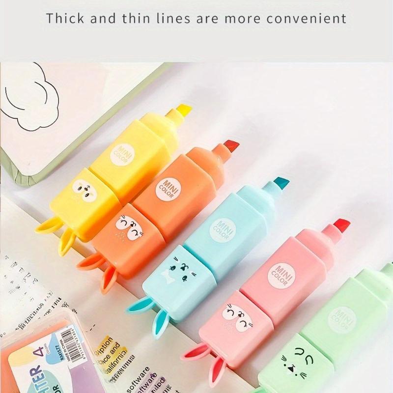 4/5/6 ks Mini králíček Fluorescenční zvýrazňovače a popisovače-Inkoust na vodní bázi, UV/Viditelné barevně kódované značkovače Kancelářské uspořádání