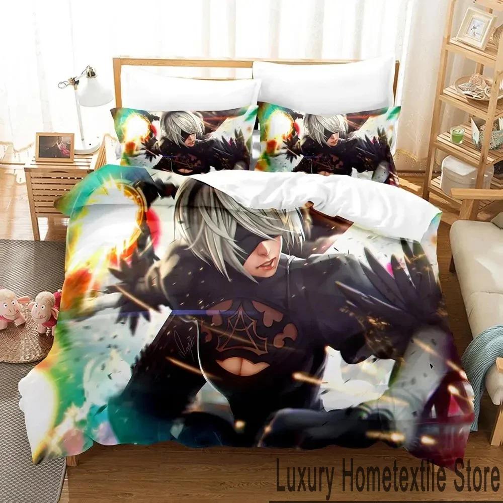 

Anime NieR Automata 2B Game Bedding Set Duvet Cover Quilt Cover Pillowcase King Queen Size Boys Adult 70x133cm 2pcs