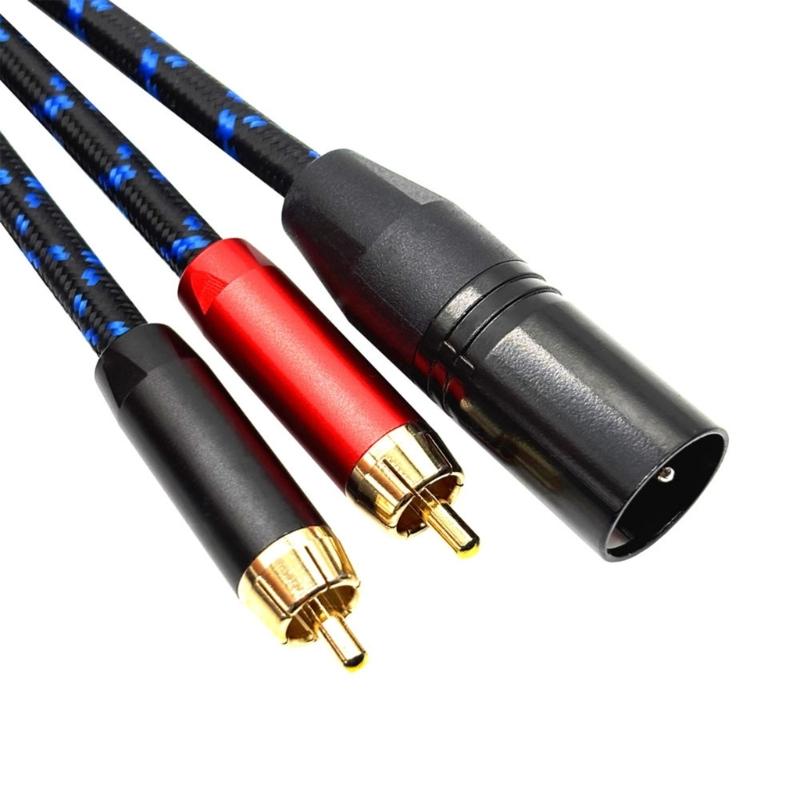 3Pin to 2RCA Splitter Cable Wire Shielded Interferences Resistant for Studio Equipment and Live Performances