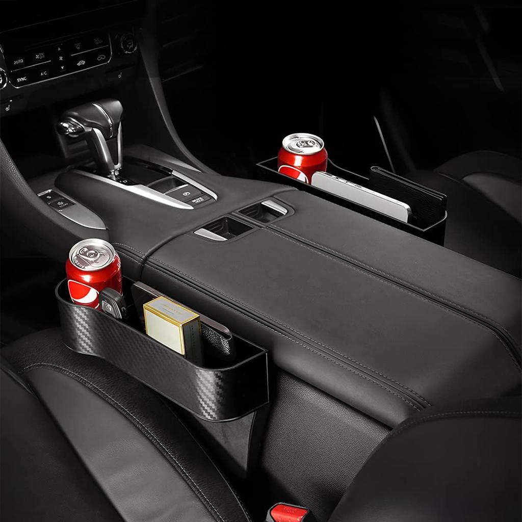 2er-Pack Autositzlückenfüller-Organizer, multifunktionale Sitzlücken-Aufbewahrungsbox mit Getränkehalter, zusätzliche Seitentaschen für die Konsole mit USB-Autoladegerät, Auto