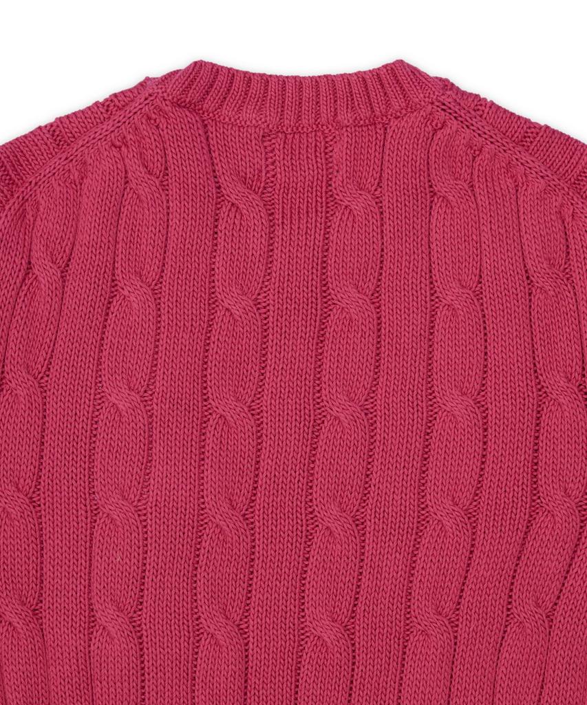 POLO RALPH LAUREN Cable Knit Cotton Short Sleeve Sweater - Dark Red