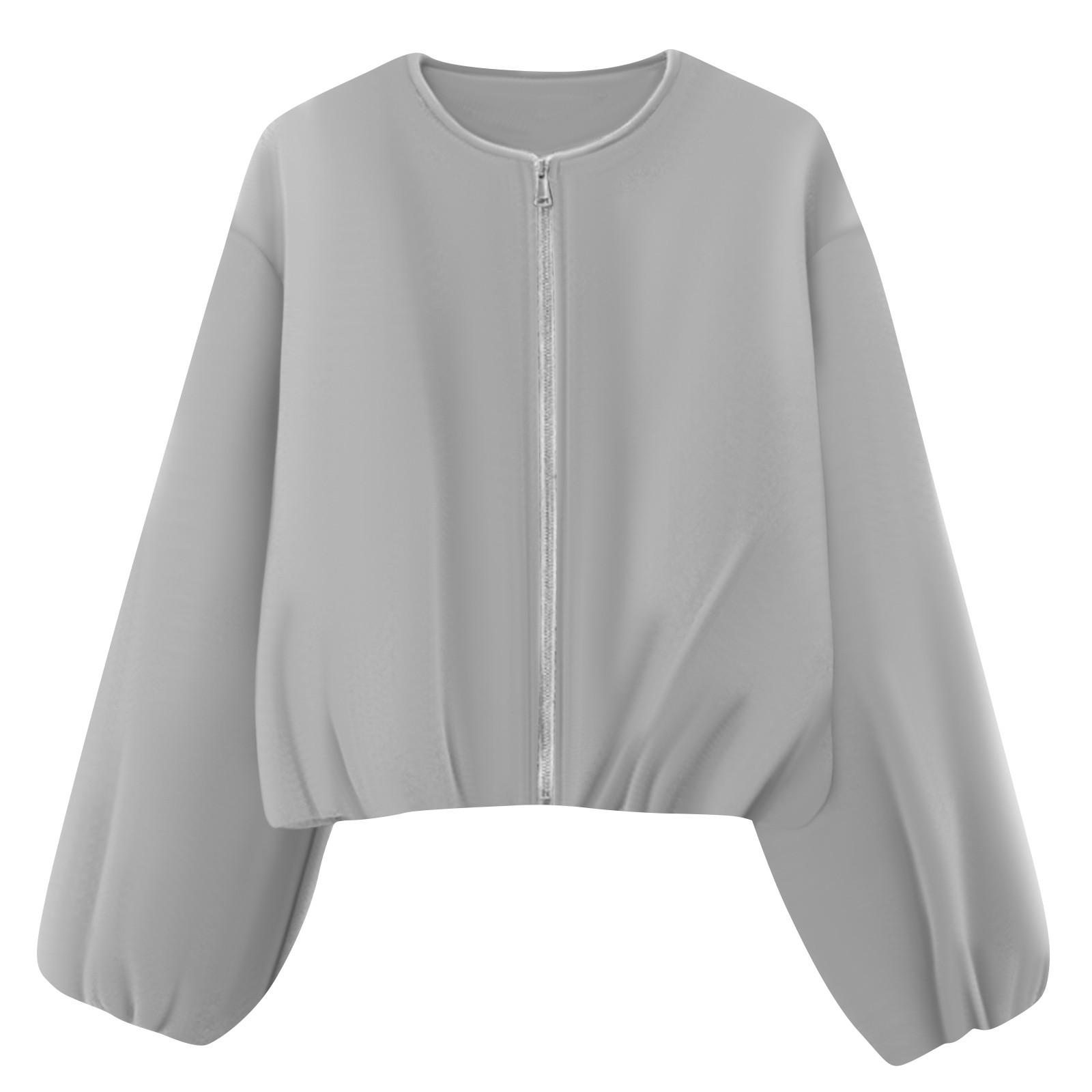 

Женская повседневная модная свободная однотонная короткая куртка с карманами M