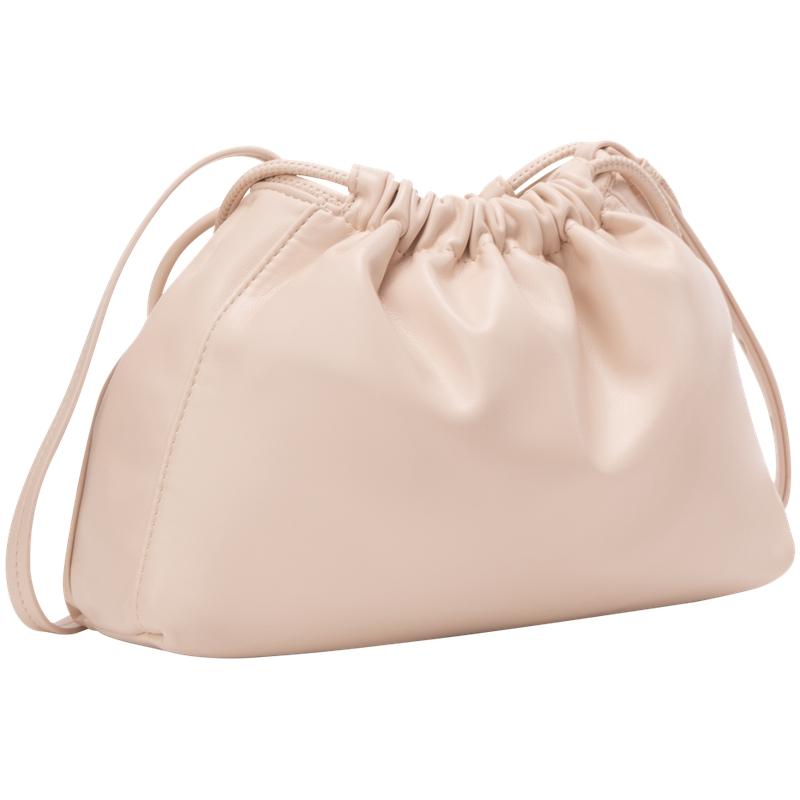 Calvin Klein Cute Drawstring Letter Embossed Pouch Bag Women Shoulder Bag Eggshell-Yellow DH3771-MTR